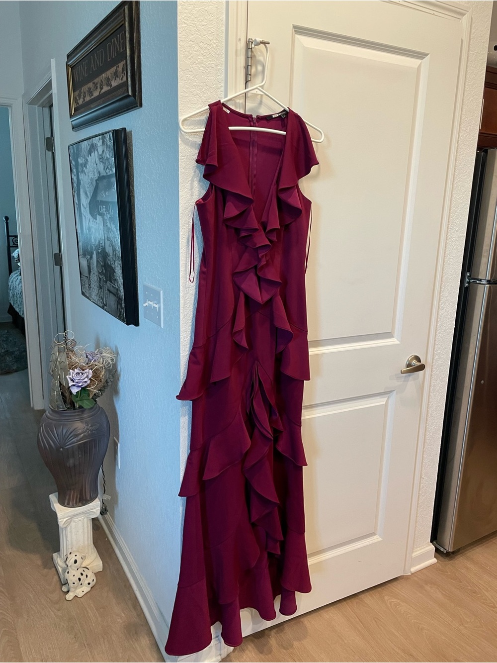 JAYGODFREY Deep Berry Ruffle Maxi Dress